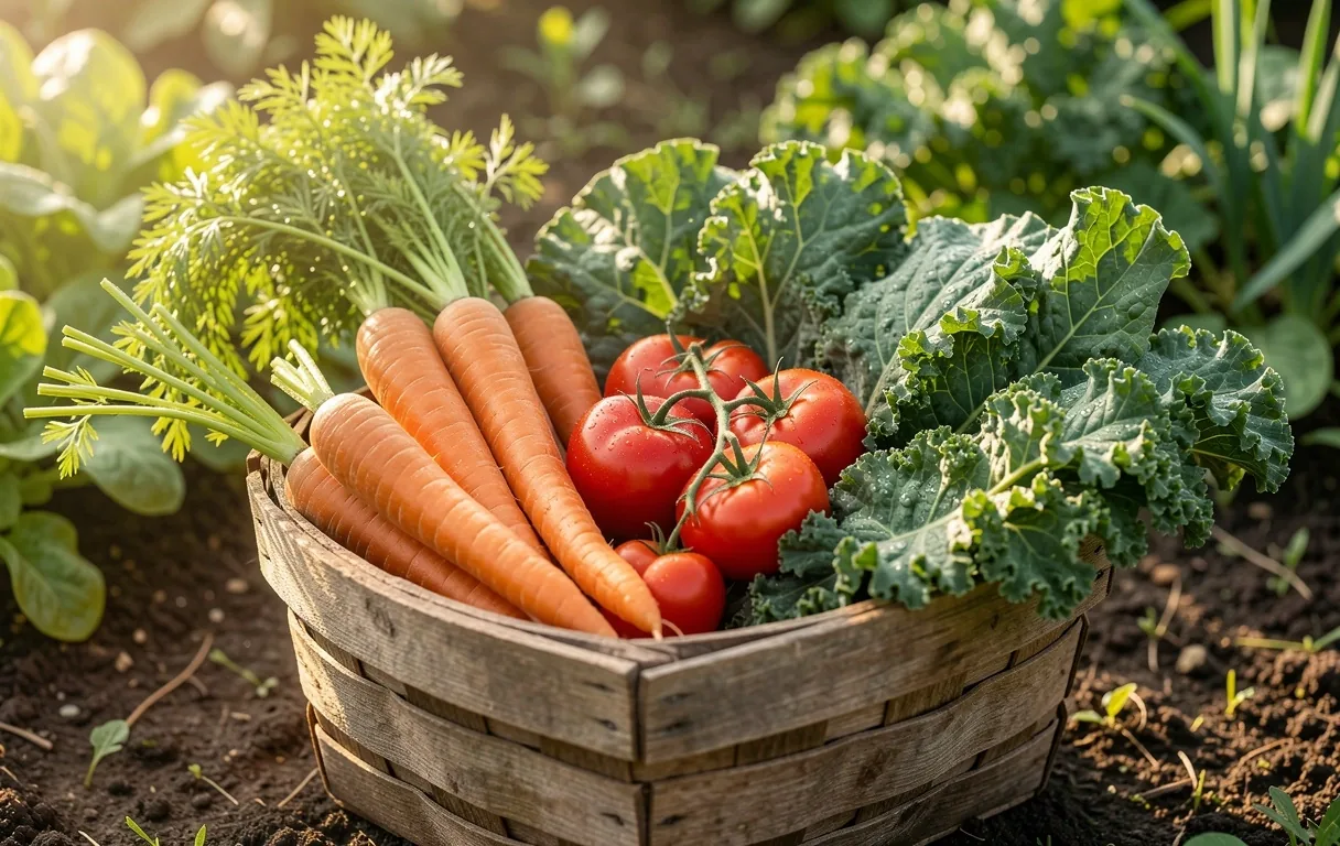 Cestesta de verduras frescas